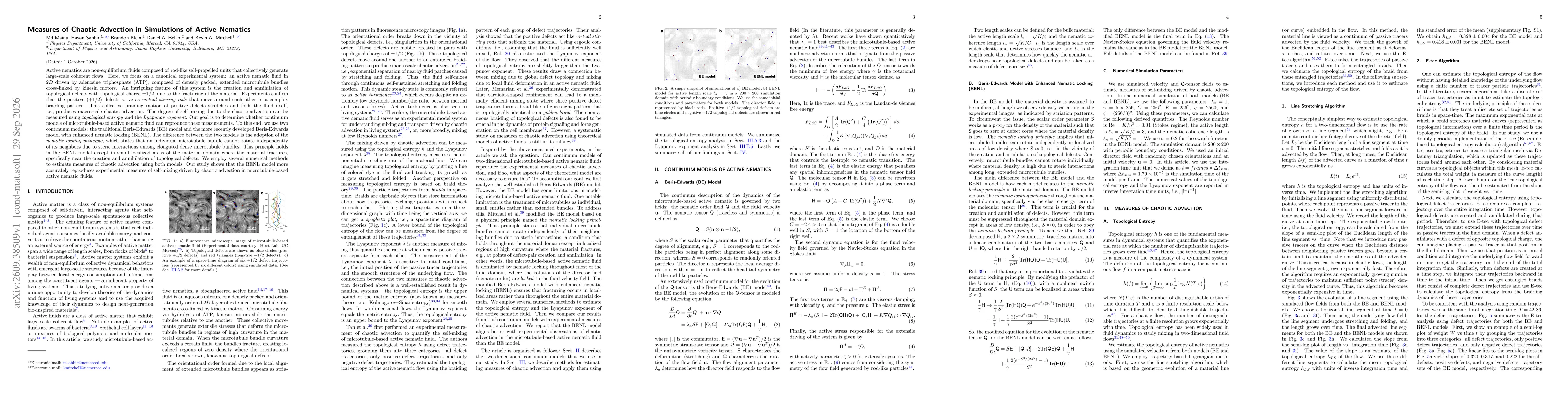 Thumbnail for Measures of Chaotic Advection in Simulations of Active Nematics