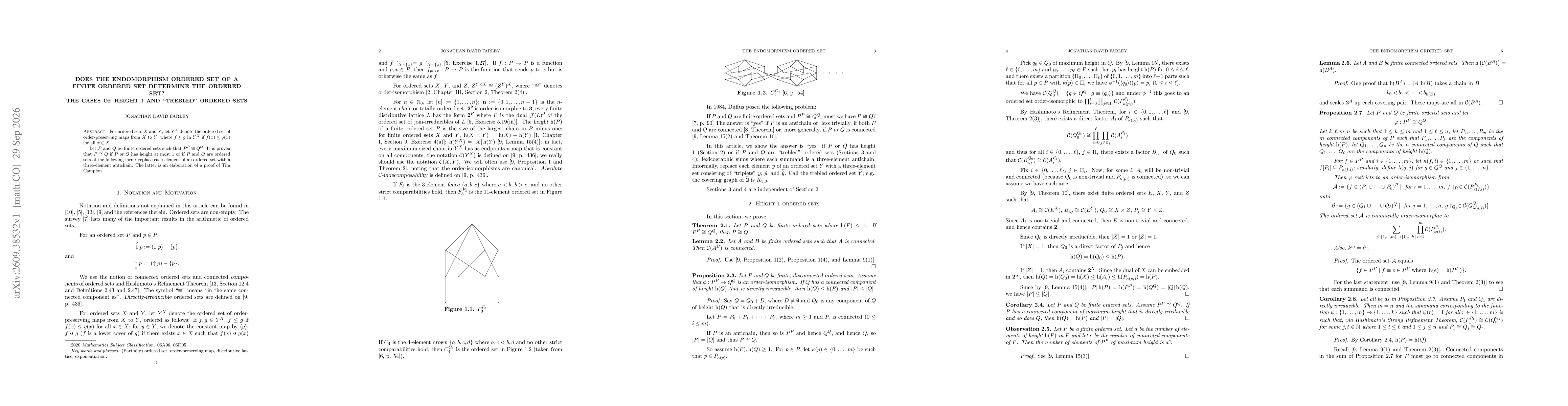 Thumbnail for Does the Endomorphism Ordered Set of a Finite Ordered Set Determine the Ordered Set? The Cases of Height $1$ and "Trebled" Ordered Sets