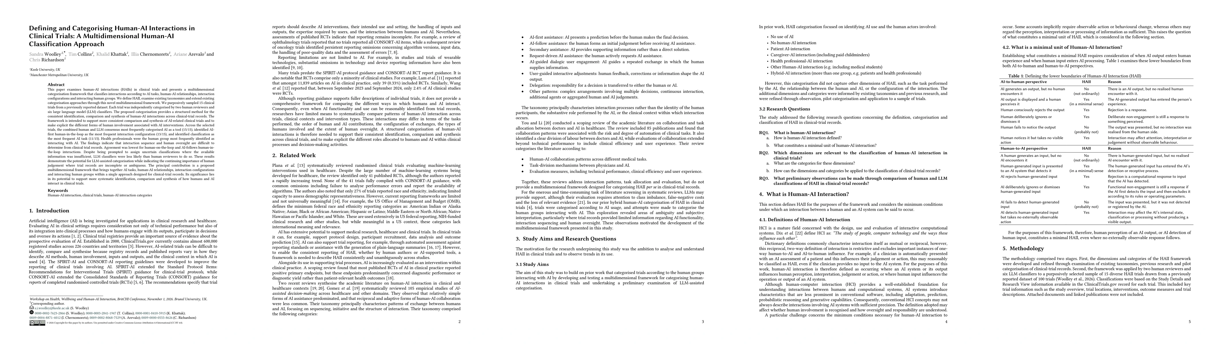 Thumbnail for Defining and Categorising Human-AI Interactions in Clinical Trials: A Multidimensional Human-AI Classification Approach