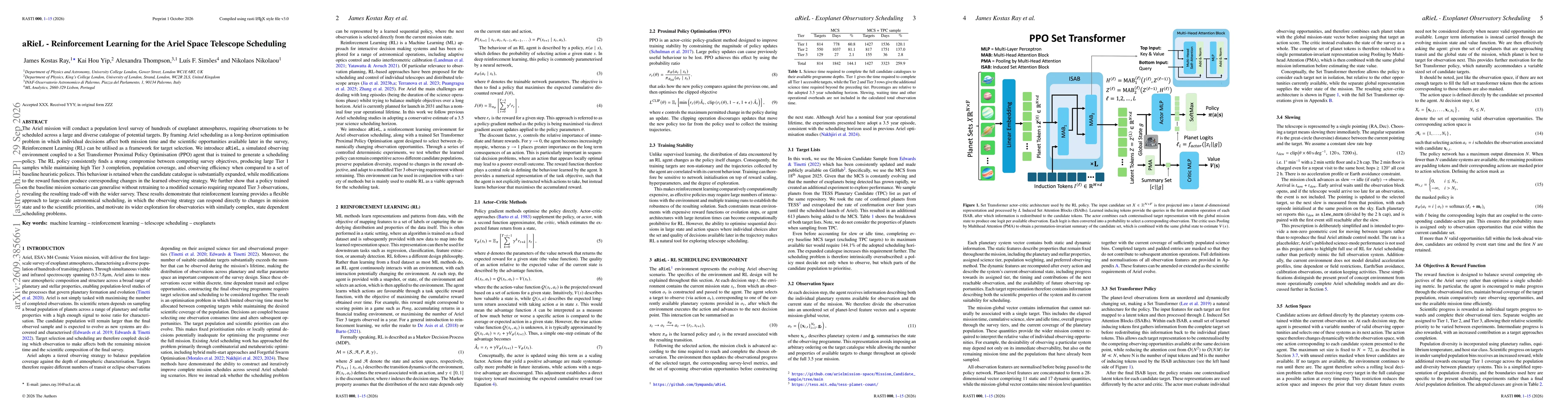 Thumbnail for aRieL - Reinforcement Learning for the Ariel Space Telescope Scheduling