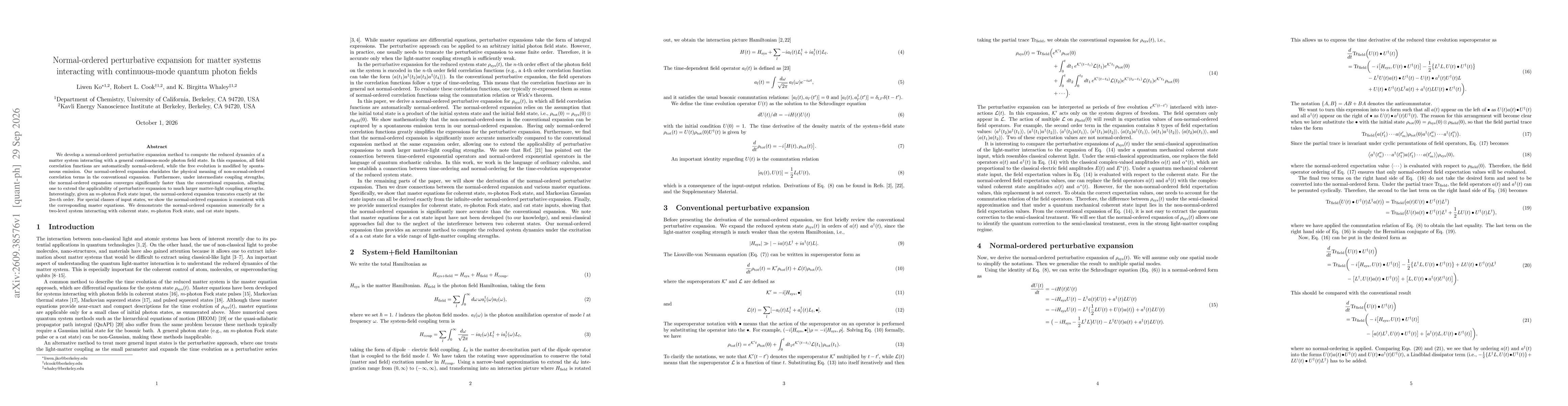 Thumbnail for Normal-ordered perturbative expansion for matter systems interacting with continuous-mode quantum photon fields