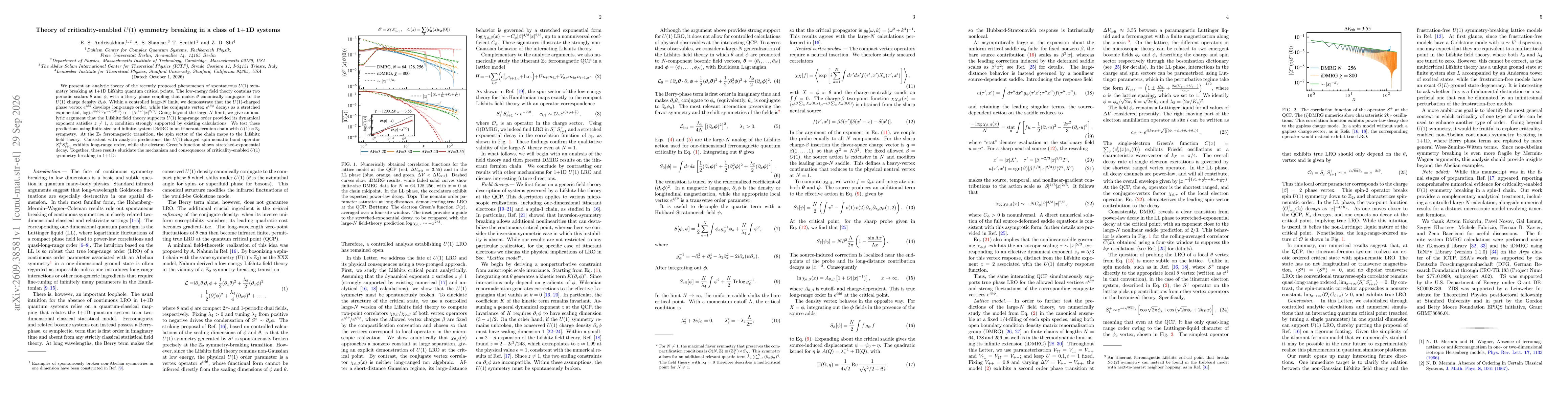 Thumbnail for Theory of criticality-enabled $U(1)$ symmetry breaking in a class of 1+1D systems