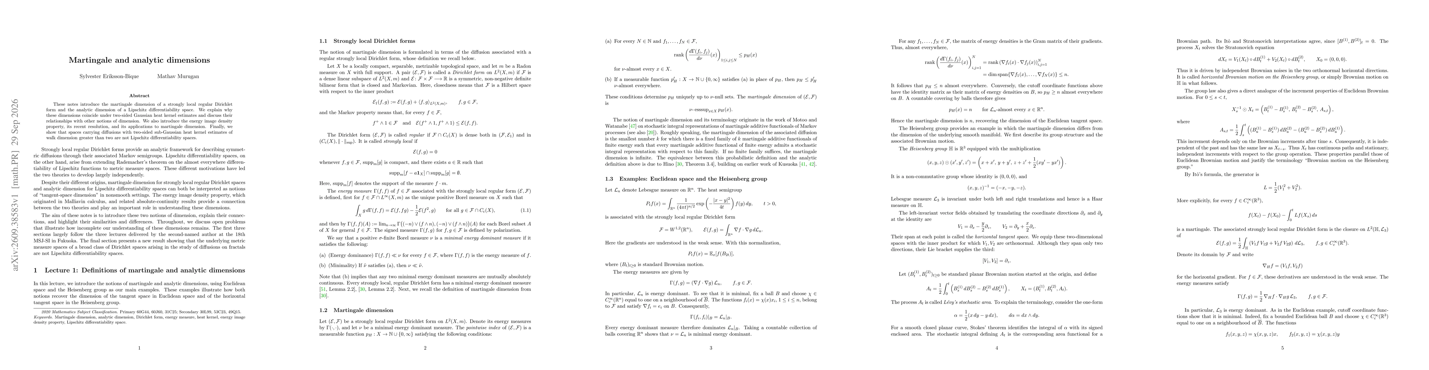 Thumbnail for Martingale and analytic dimensions