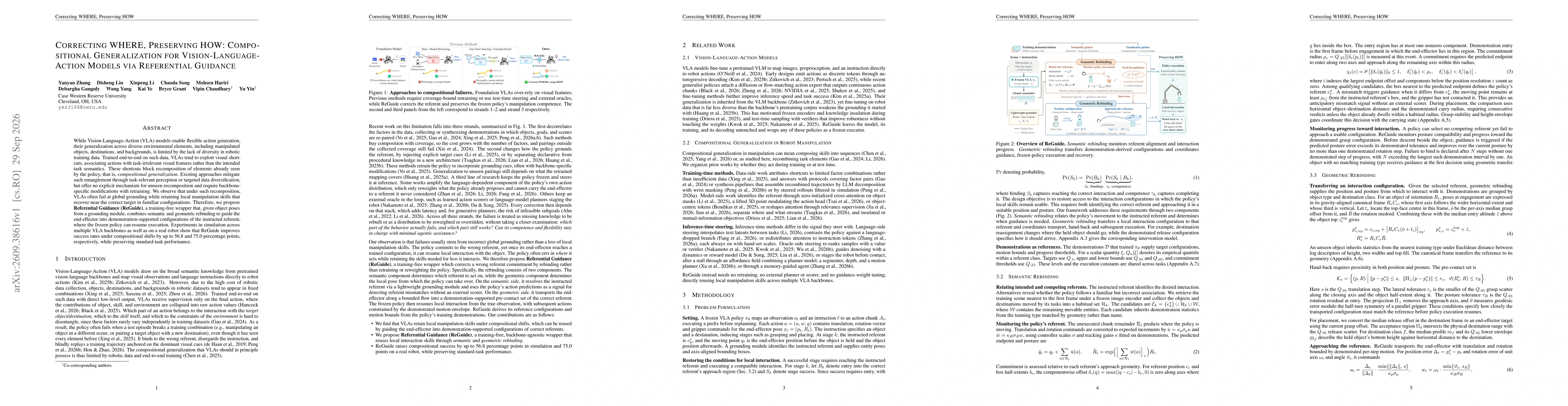 Thumbnail for Correcting WHERE, Preserving HOW: Compositional Generalization for Vision-Language-Action Models via Referential Guidance
