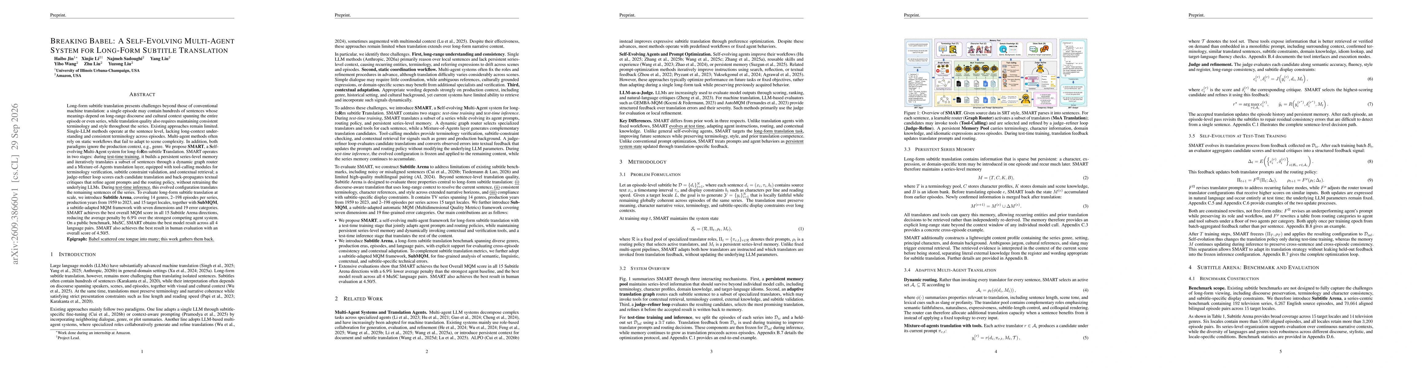 Thumbnail for Breaking Babel: A Self-Evolving Multi-Agent System for Long-Form Subtitle Translation