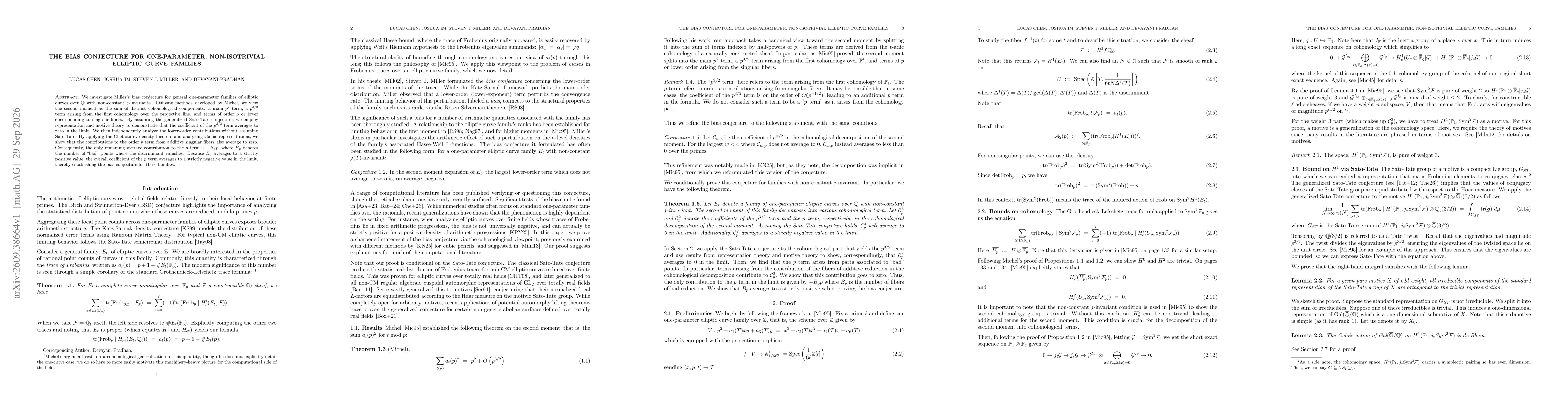Thumbnail for The Bias Conjecture for One-Parameter, Non-Isotrivial Elliptic Curve Families