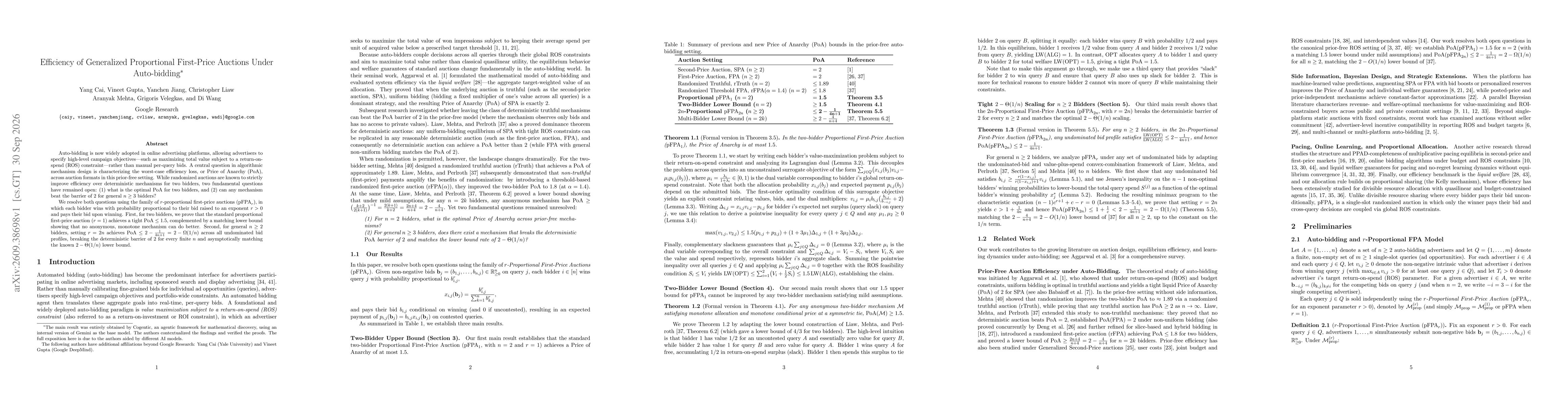 Thumbnail for Efficiency of Generalized Proportional First-Price Auctions Under Auto-bidding