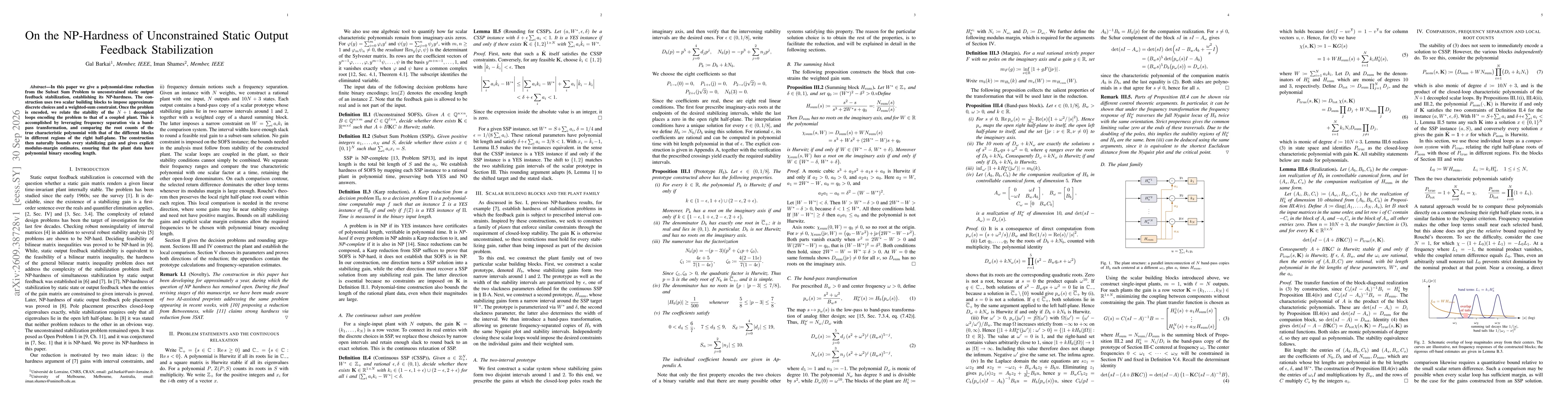 Thumbnail for On the NP-Hardness of Unconstrained Static Output Feedback Stabilization