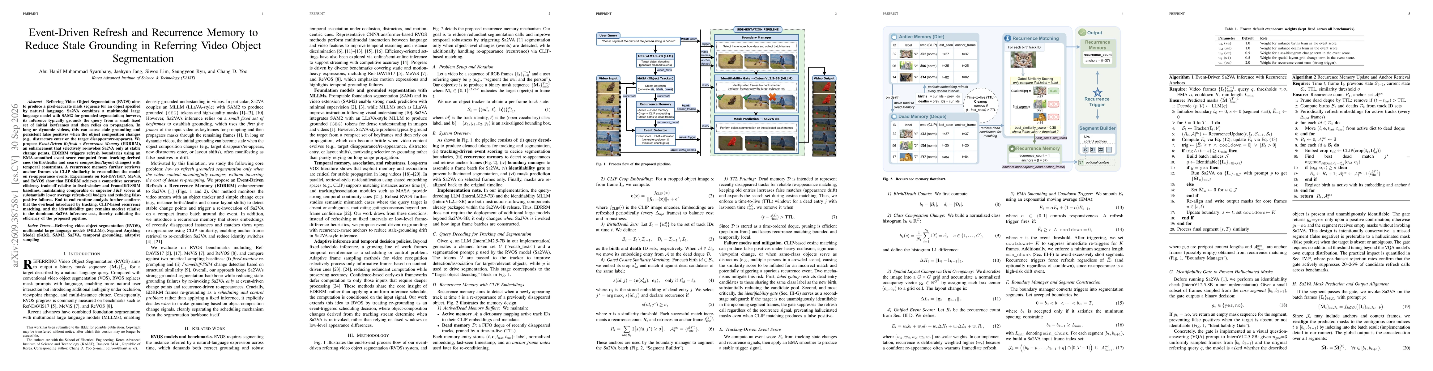 Thumbnail for Event-Driven Refresh and Recurrence Memory to Reduce Stale Grounding in Referring Video Object Segmentation