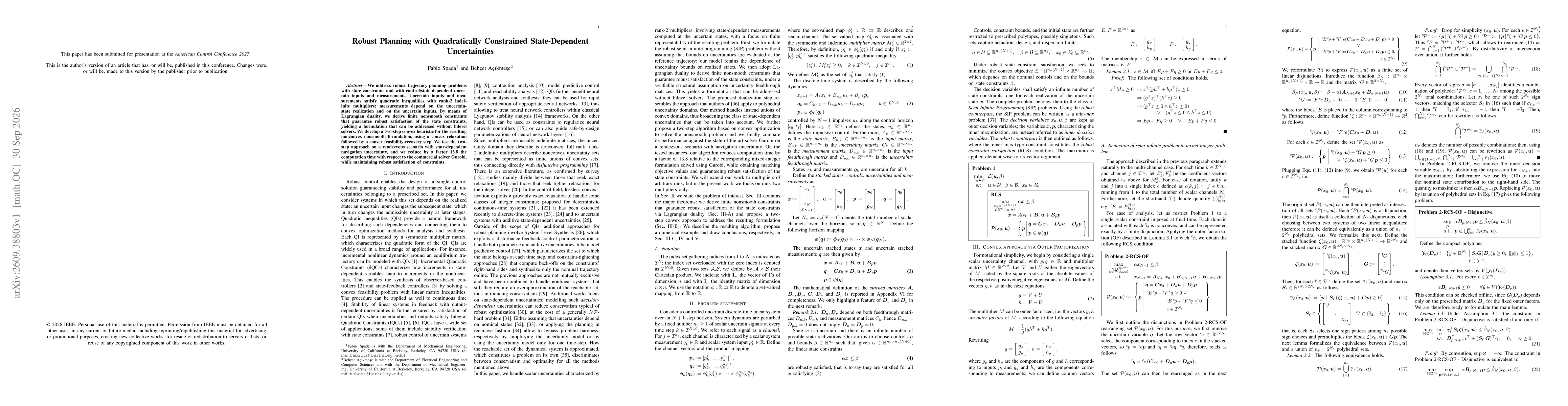 Thumbnail for Robust Planning with Quadratically Constrained State-Dependent Uncertainties