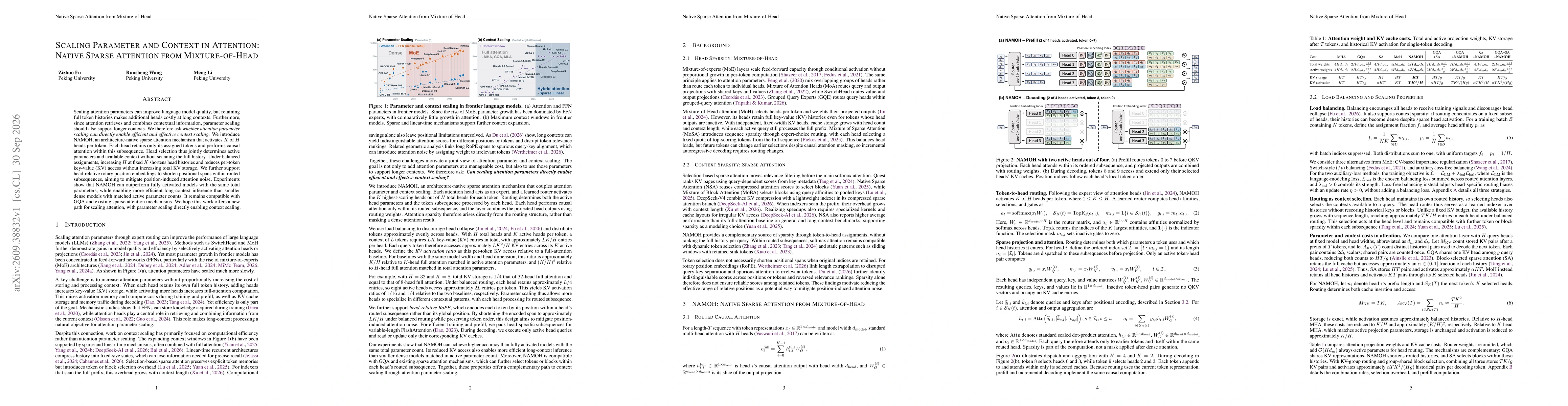 Thumbnail for Scaling Parameter and Context in Attention: Native Sparse Attention from Mixture-of-Head