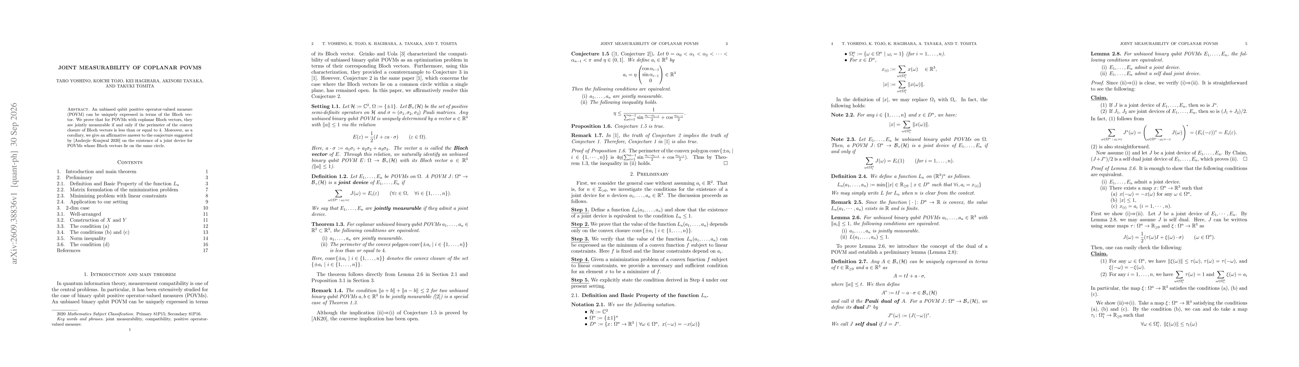 Thumbnail for Joint measurability of coplanar POVMs