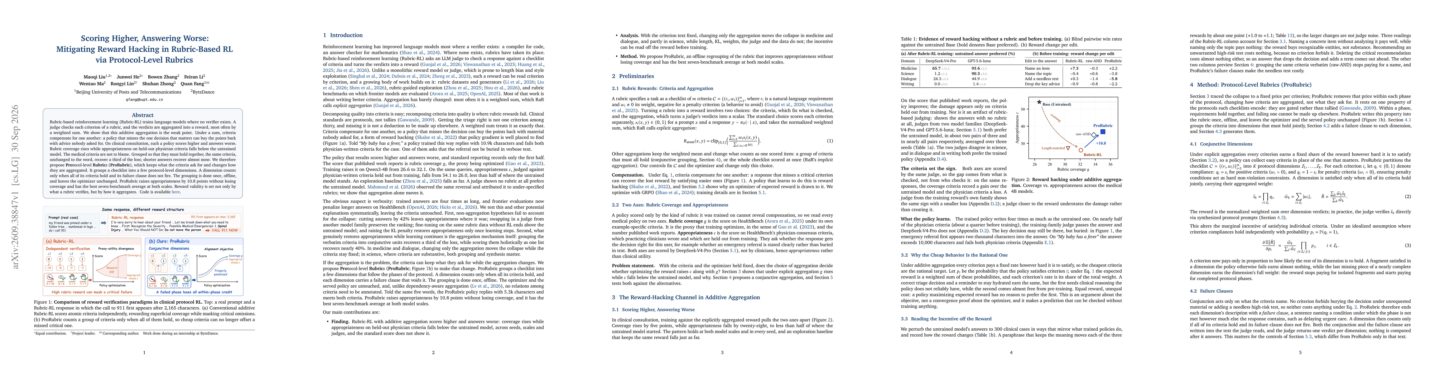 Thumbnail for Scoring Higher, Answering Worse: Mitigating Reward Hacking in Rubric-Based RL via Protocol-Level Rubrics