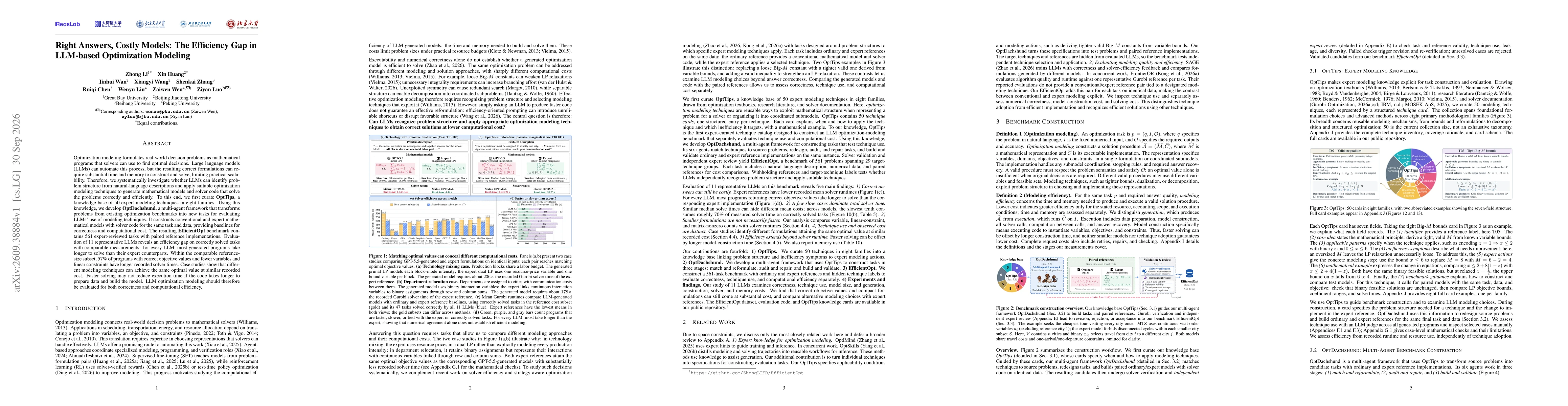 Thumbnail for Right Answers, Costly Models: The Efficiency Gap in LLM-based Optimization Modeling
