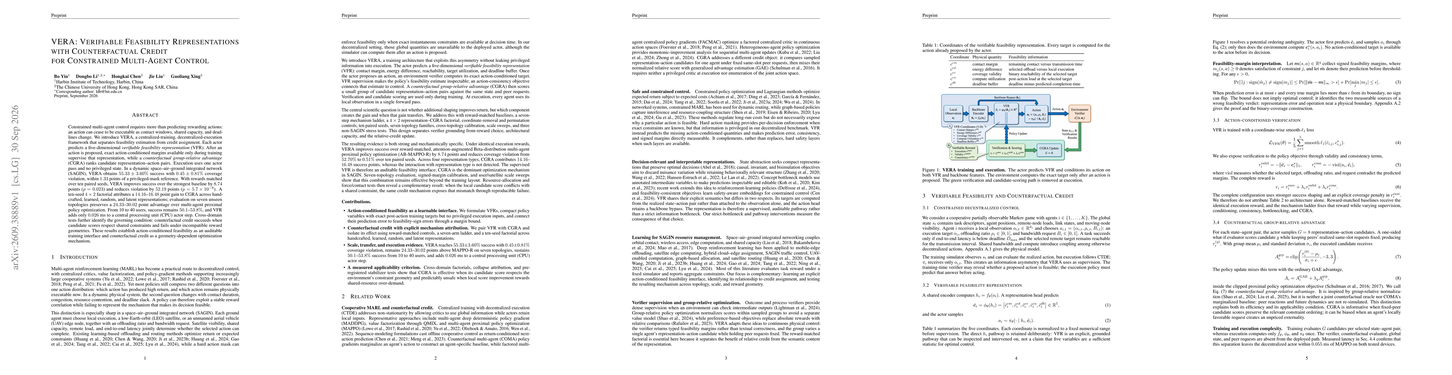 Thumbnail for VERA: Verifiable Feasibility Representations with Counterfactual Credit for Constrained Multi-Agent Control
