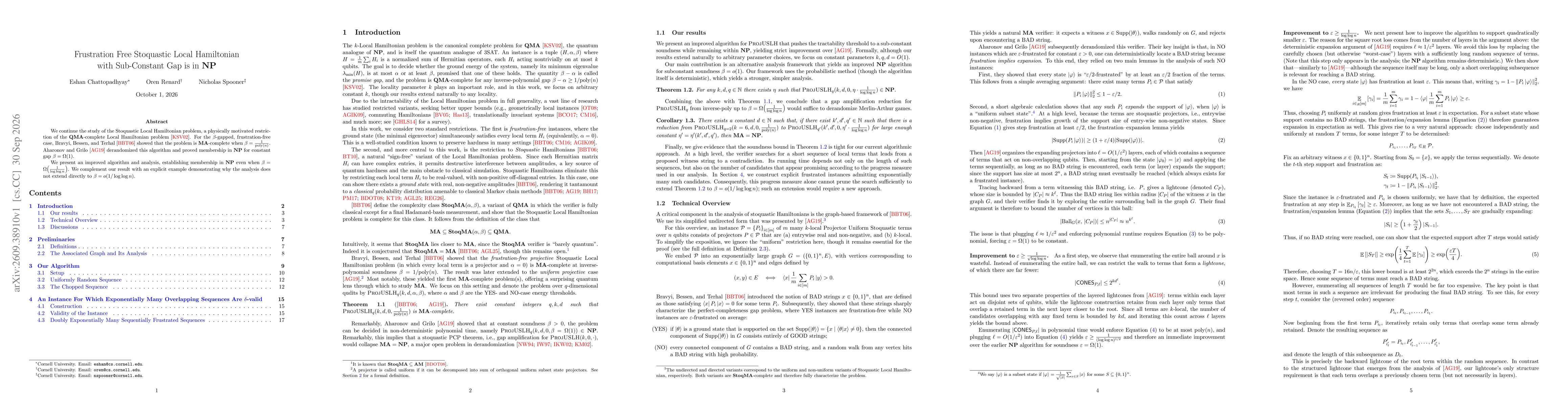 Thumbnail for Frustration Free Stoquastic Local Hamiltonian with Sub-Constant Gap is in NP