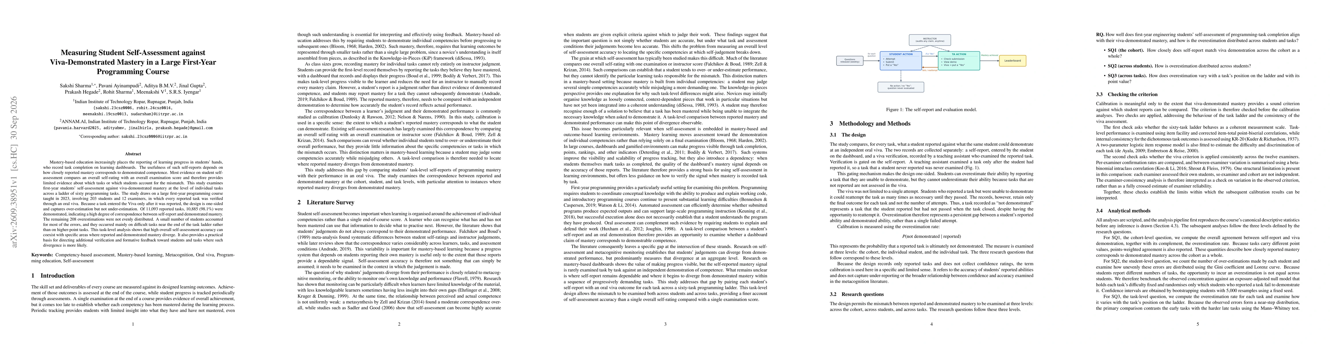 Thumbnail for Measuring Student Self-Assessment against Viva-Demonstrated Mastery in a Large First-Year Programming Course