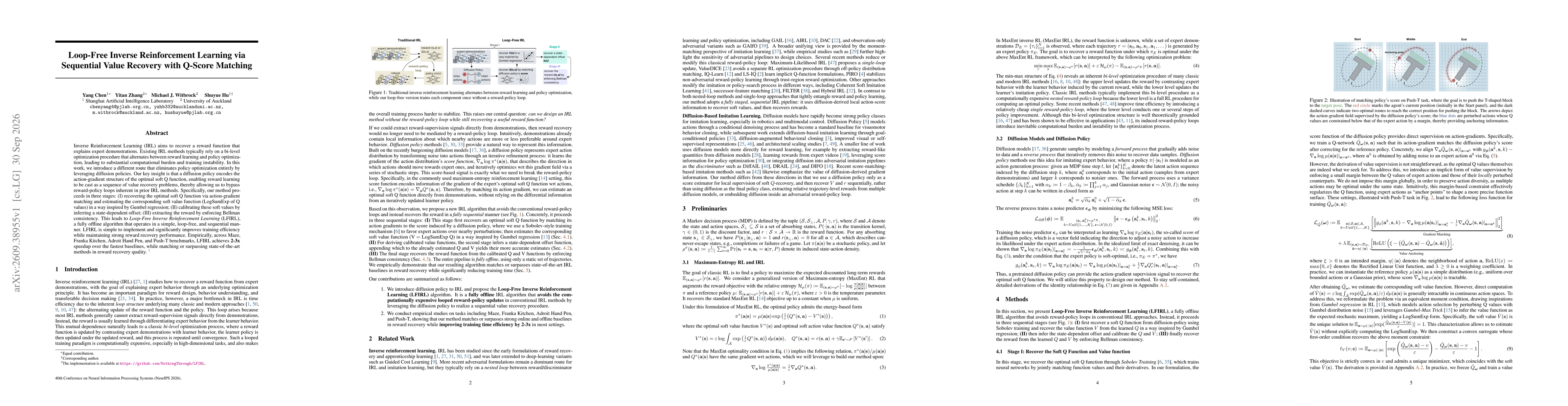 Thumbnail for Loop-Free Inverse Reinforcement Learning via Sequential Value Recovery with Q-Score Matching