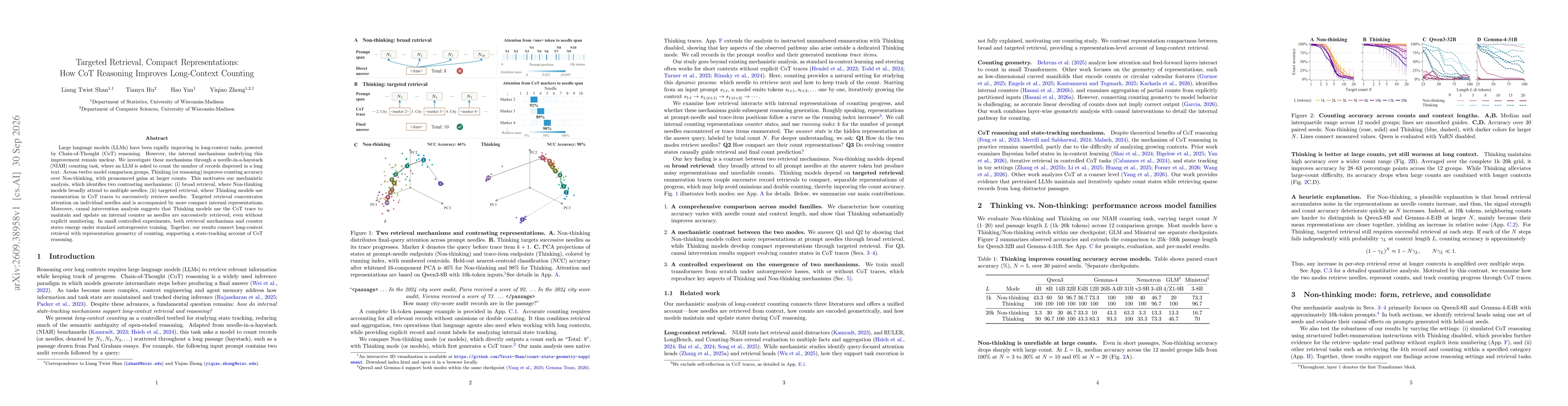 Thumbnail for Targeted Retrieval, Compact Representations: How CoT Reasoning Improves Long-Context Counting