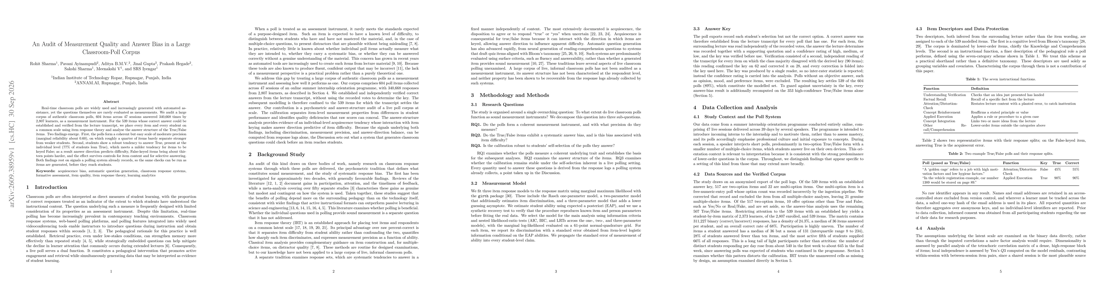 Thumbnail for An Audit of Measurement Quality and Answer Bias in a Large Classroom-Poll Corpus