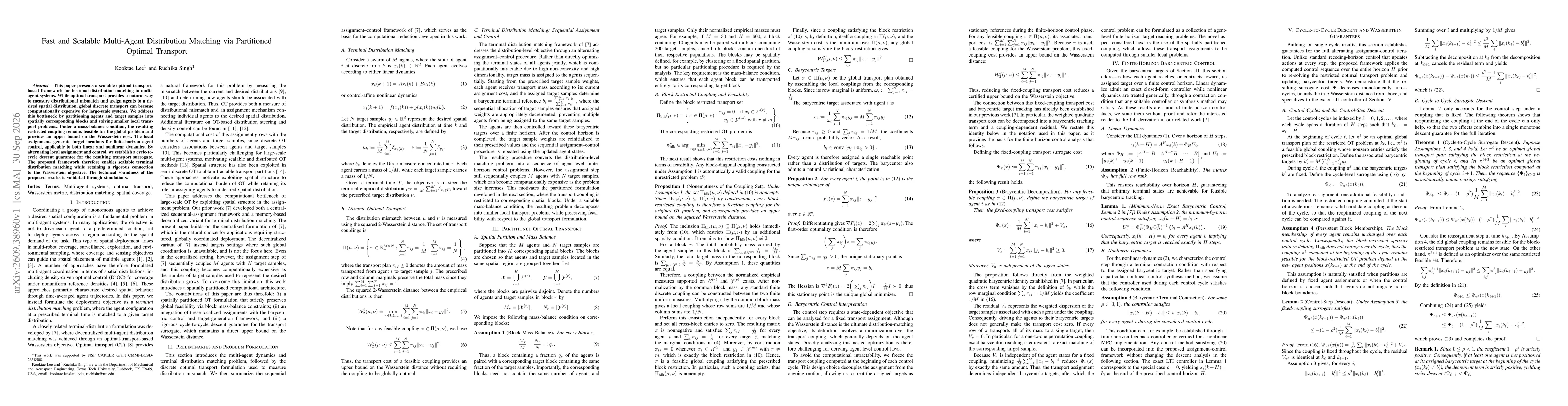 Thumbnail for Fast and Scalable Multi-Agent Distribution Matching via Partitioned Optimal Transport