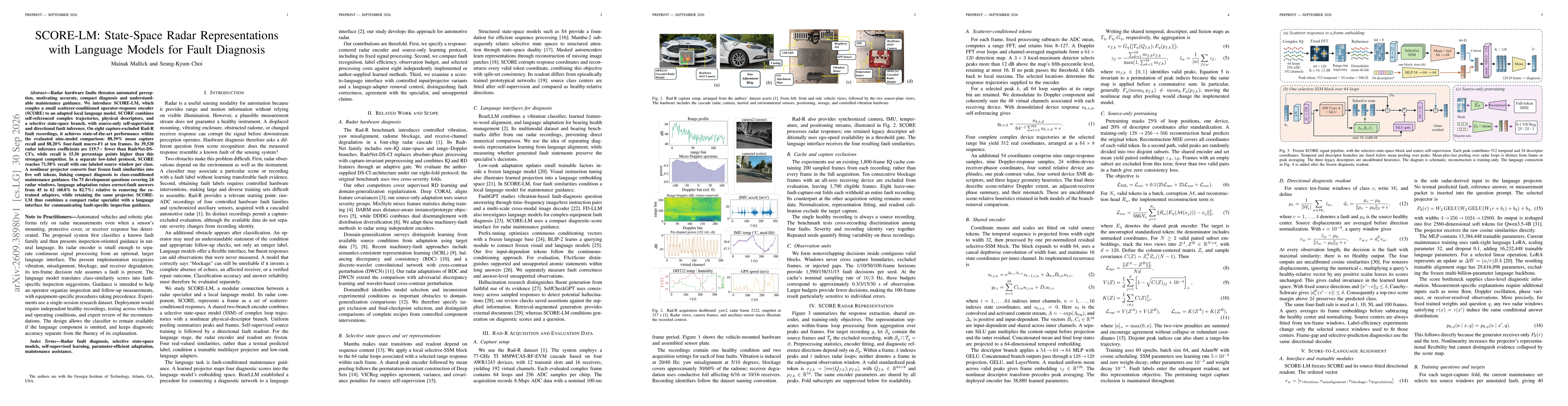 Thumbnail for SCORE-LM: State-Space Radar Representations with Language Models for Fault Diagnosis