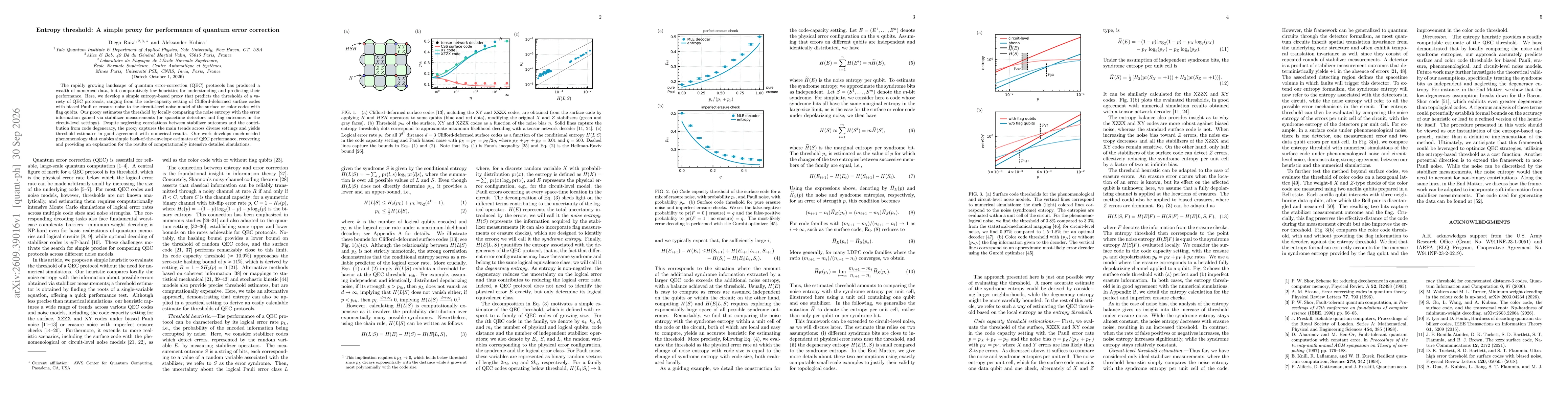 Thumbnail for Entropy threshold: A simple proxy for performance of quantum error correction