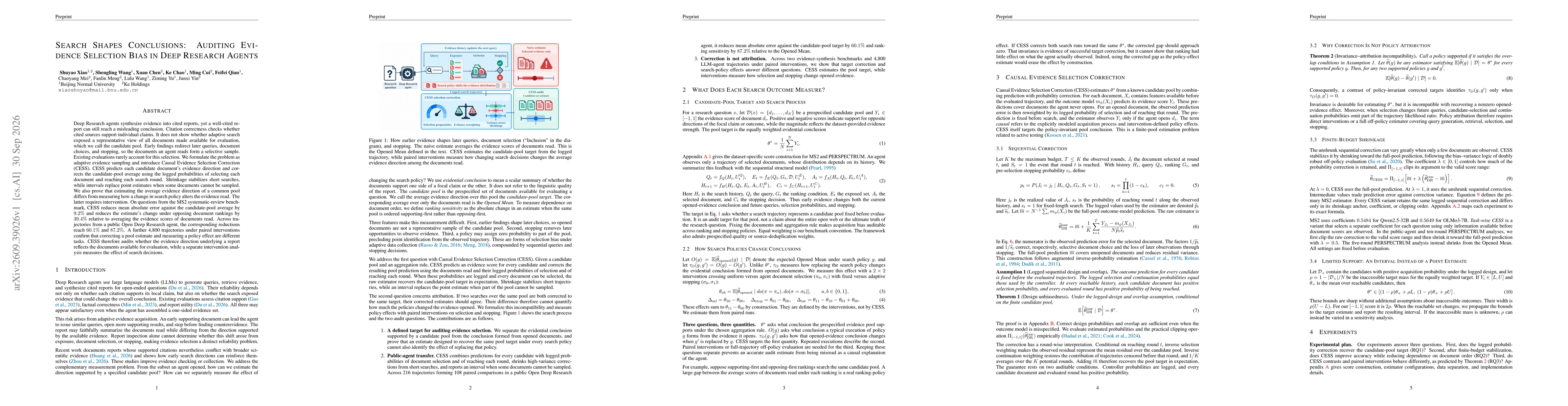 Thumbnail for Search Shapes Conclusions: Auditing Evidence Selection Bias in Deep Research Agents
