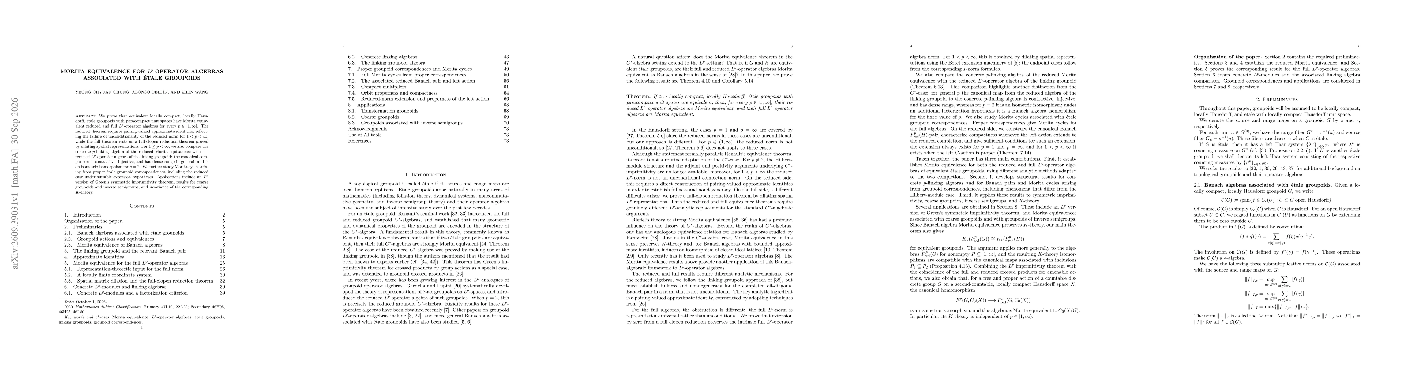 Thumbnail for Morita equivalence for $L^p$-operator algebras associated with étale groupoids