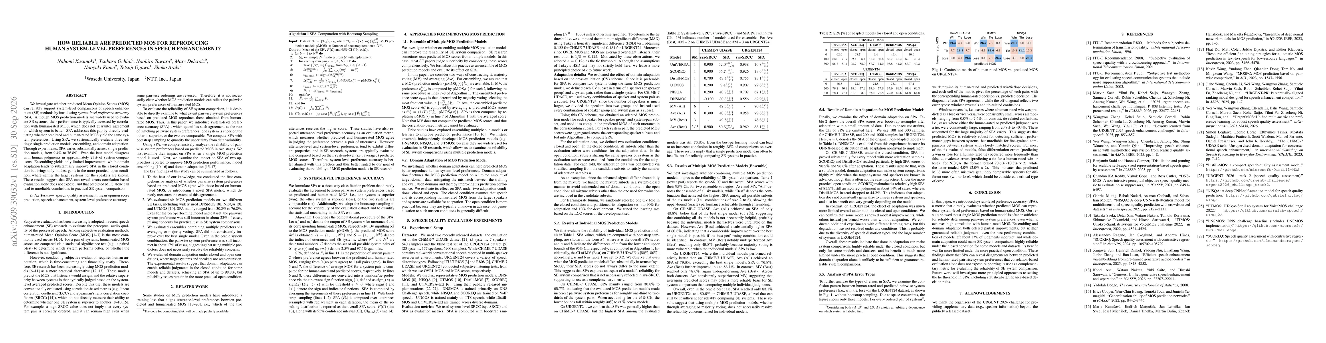 Thumbnail for How Reliable Are Predicted MOS for Reproducing Human System-Level Preferences in Speech Enhancement?