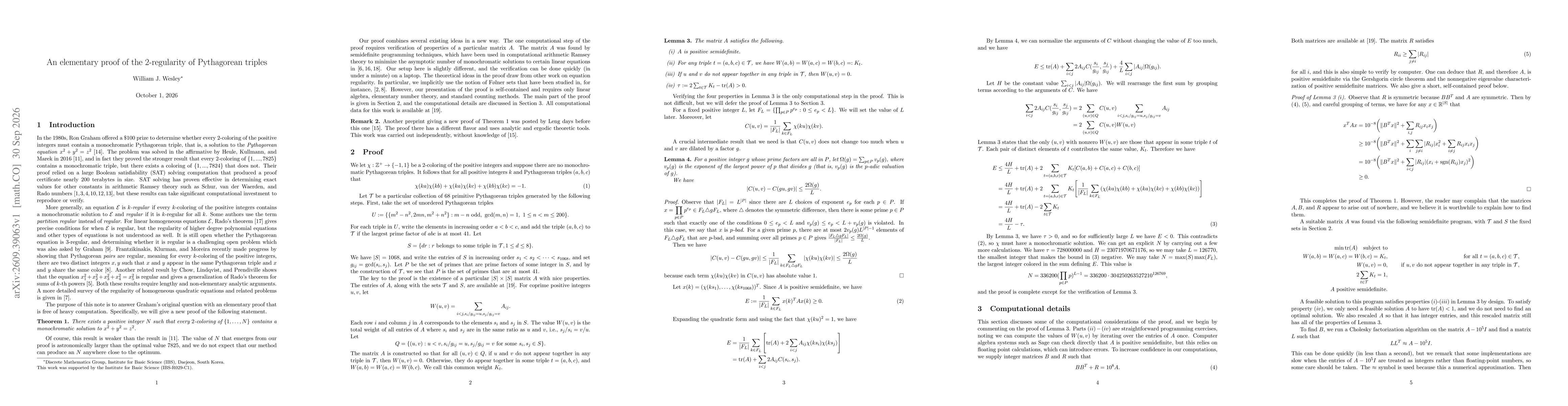 Thumbnail for An elementary proof of the 2-regularity of Pythagorean triples