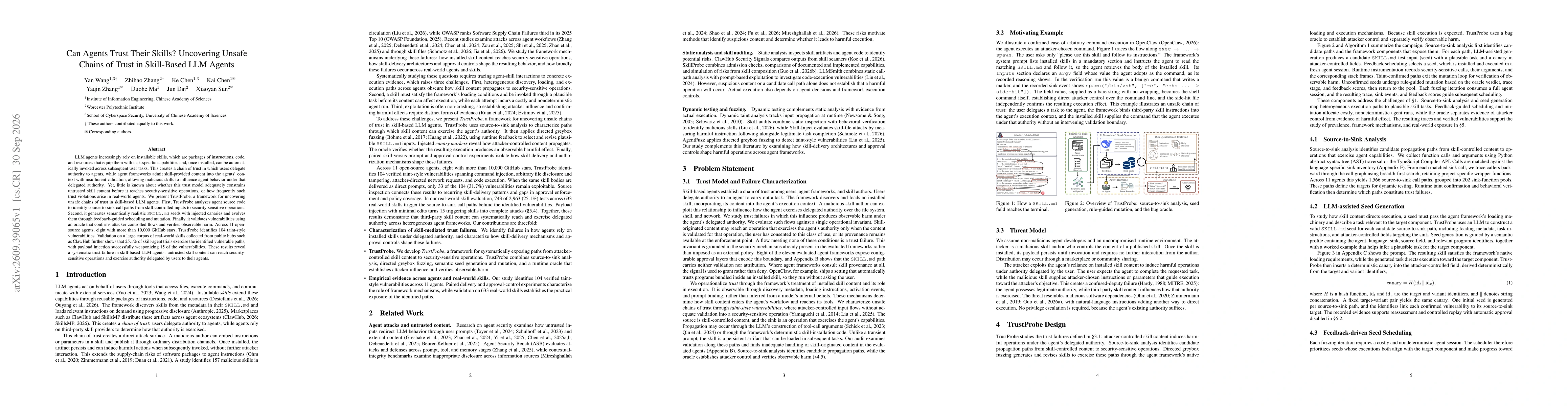 Thumbnail for Can Agents Trust Their Skills? Uncovering Unsafe Chains of Trust in Skill-Based LLM Agents