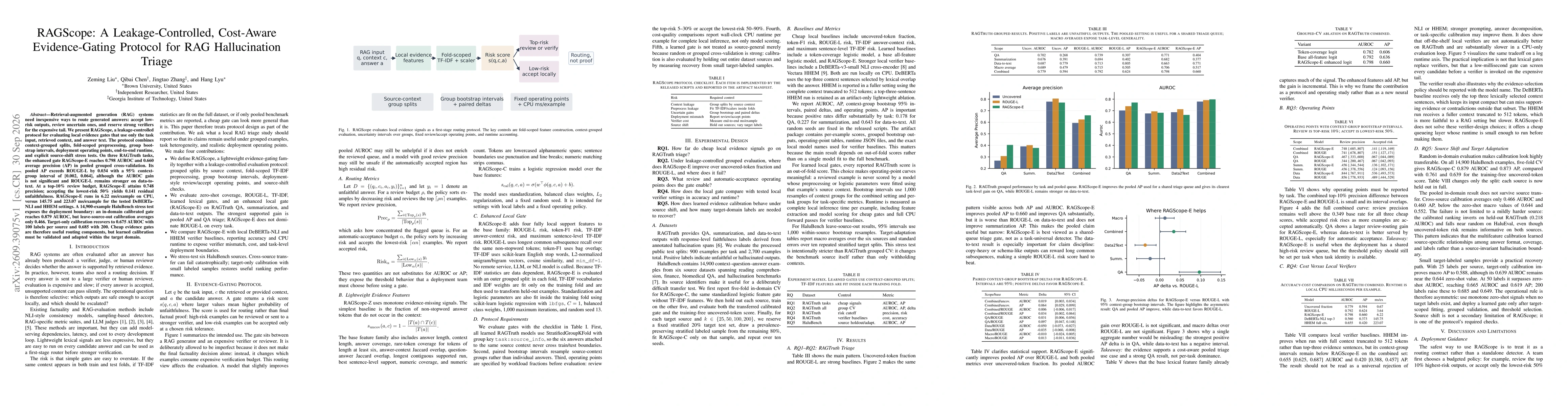 Thumbnail for RAGScope: A Leakage-Controlled, Cost-Aware Evidence-Gating Protocol for RAG Hallucination Triage