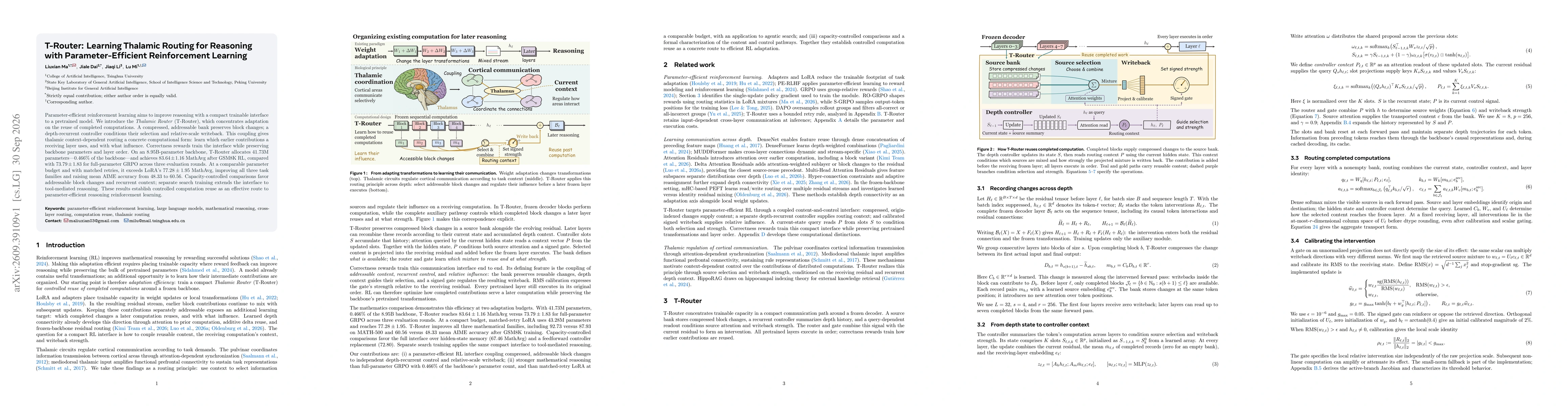 Thumbnail for T-Router: Learning Thalamic Routing for Reasoning with Parameter-Efficient Reinforcement Learning