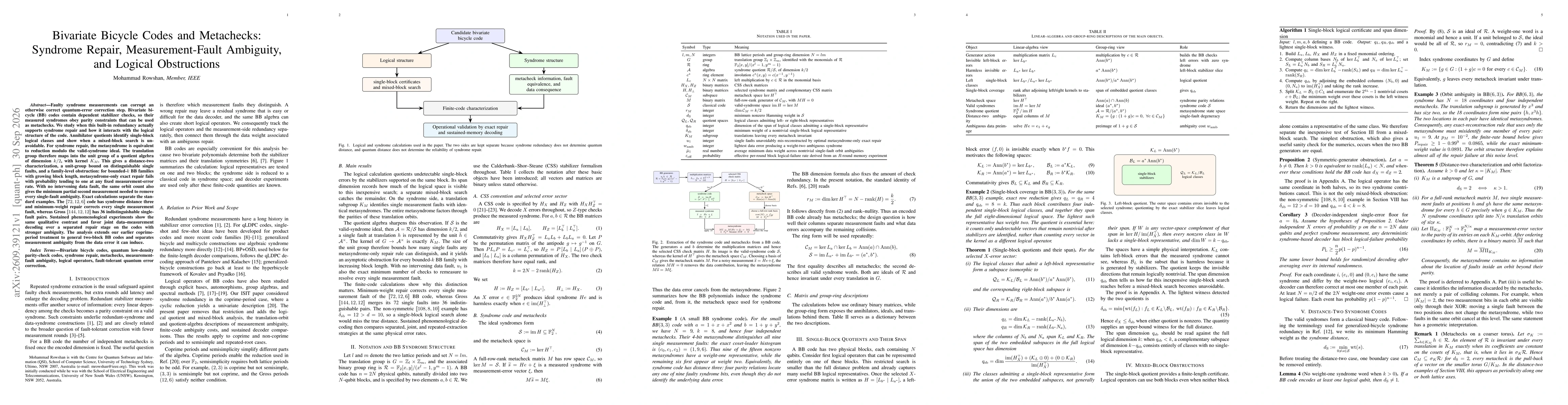 Thumbnail for Metachecks in Bivariate Bicycle Codes: Syndrome Distance, Measurement Faults, and Repair Limits