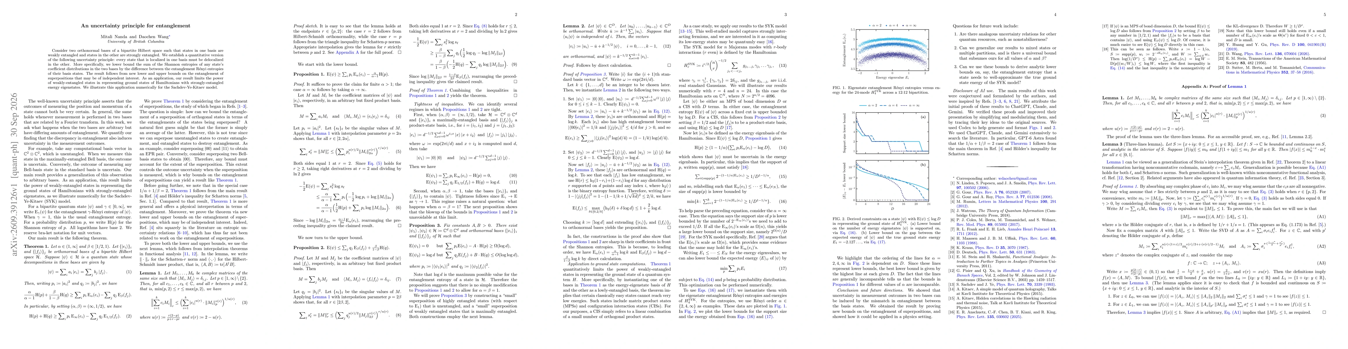 Thumbnail for An uncertainty principle for entanglement