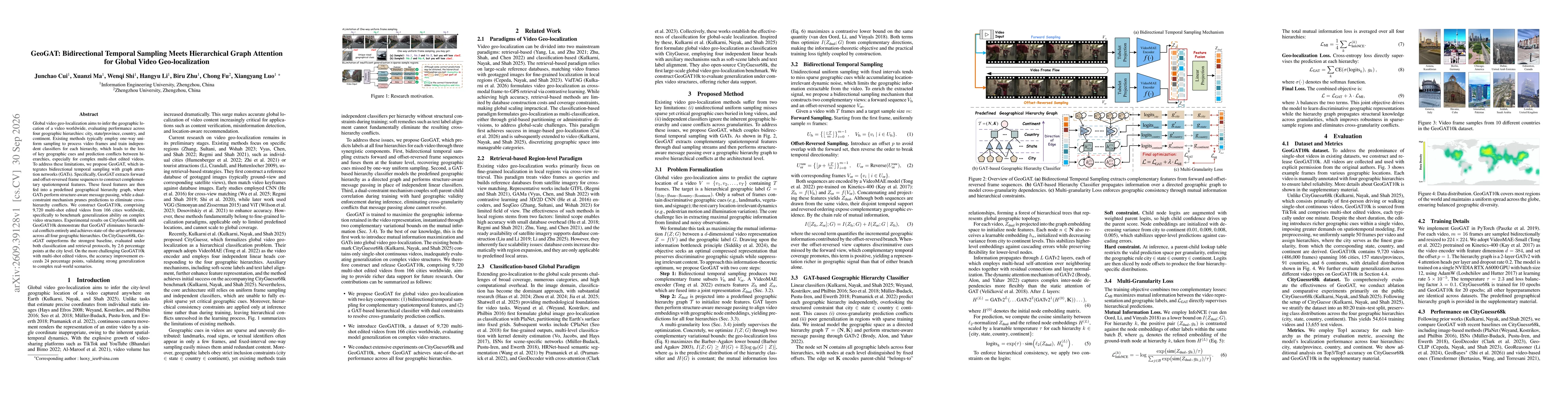 Thumbnail for GeoGAT: Bidirectional Temporal Sampling Meets Hierarchical Graph Attention for Global Video Geo-localization