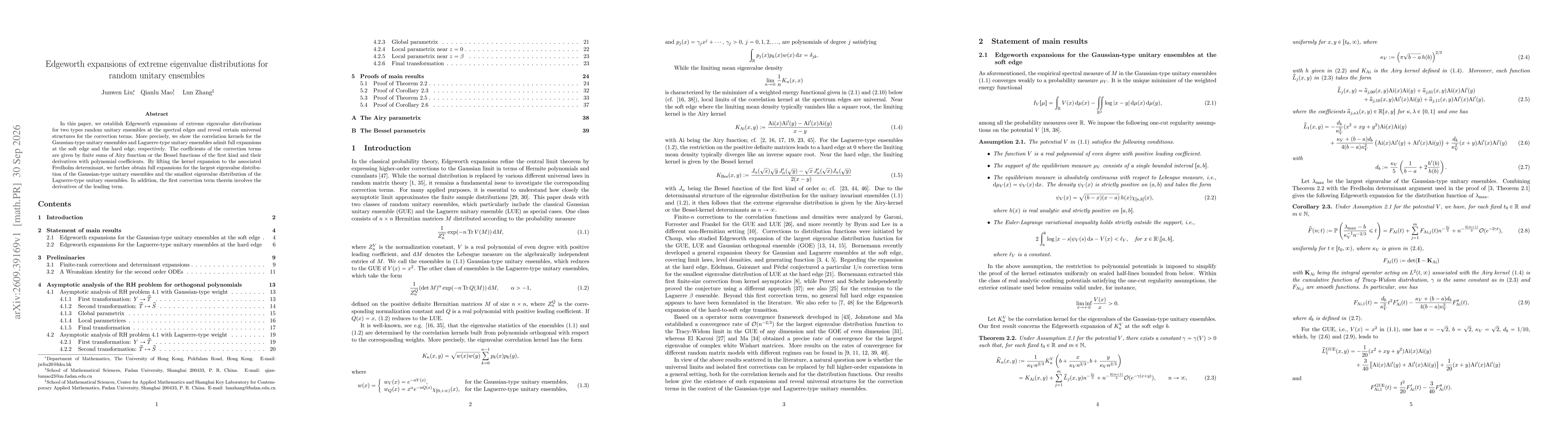 Thumbnail for Edgeworth expansions of extreme eigenvalue distributions for random unitary ensembles