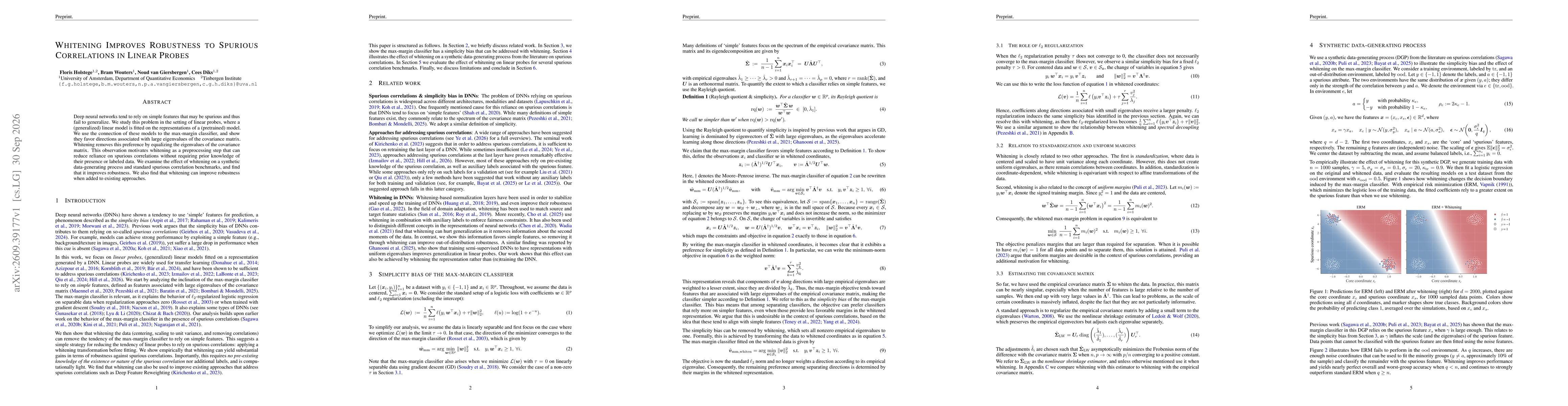 Thumbnail for Whitening Improves Robustness to Spurious Correlations in Linear Probes