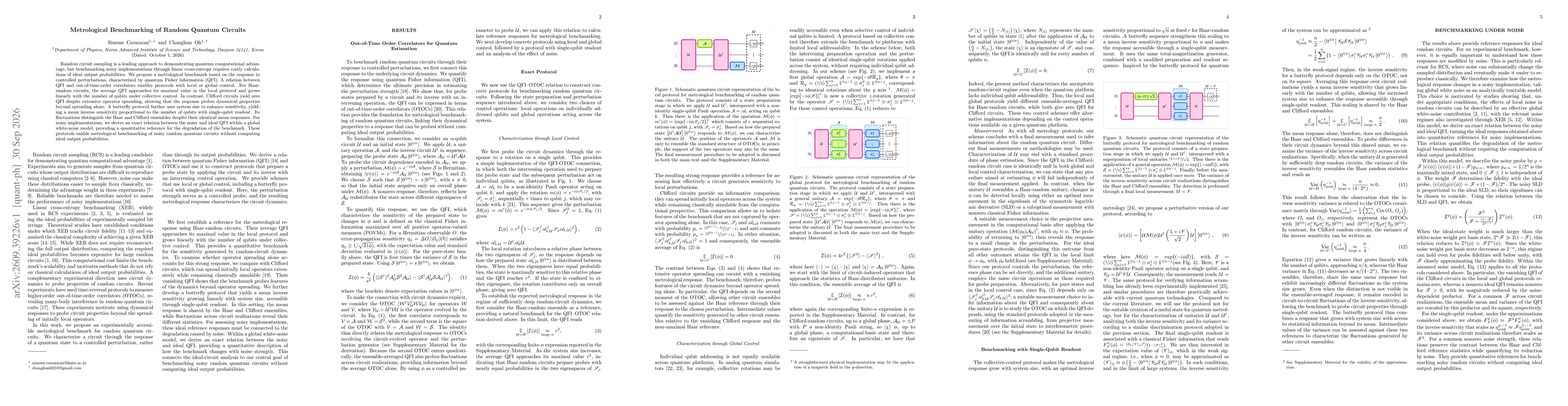 Thumbnail for Metrological Benchmarking of Random Quantum Circuits