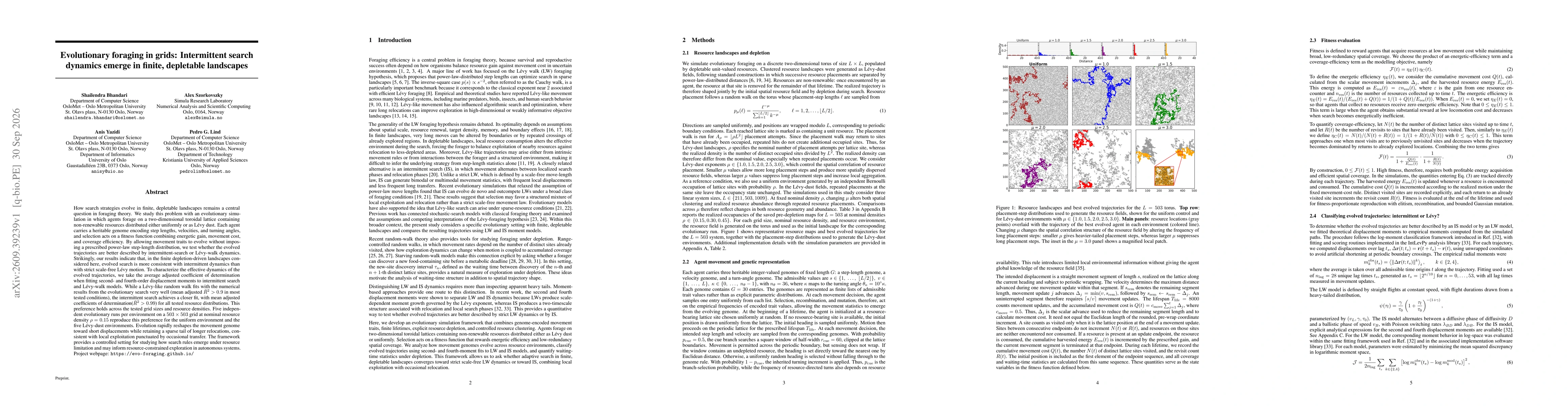 Thumbnail for Evolutionary foraging in grids: Intermittent search dynamics emerge in finite, depletable landscapes