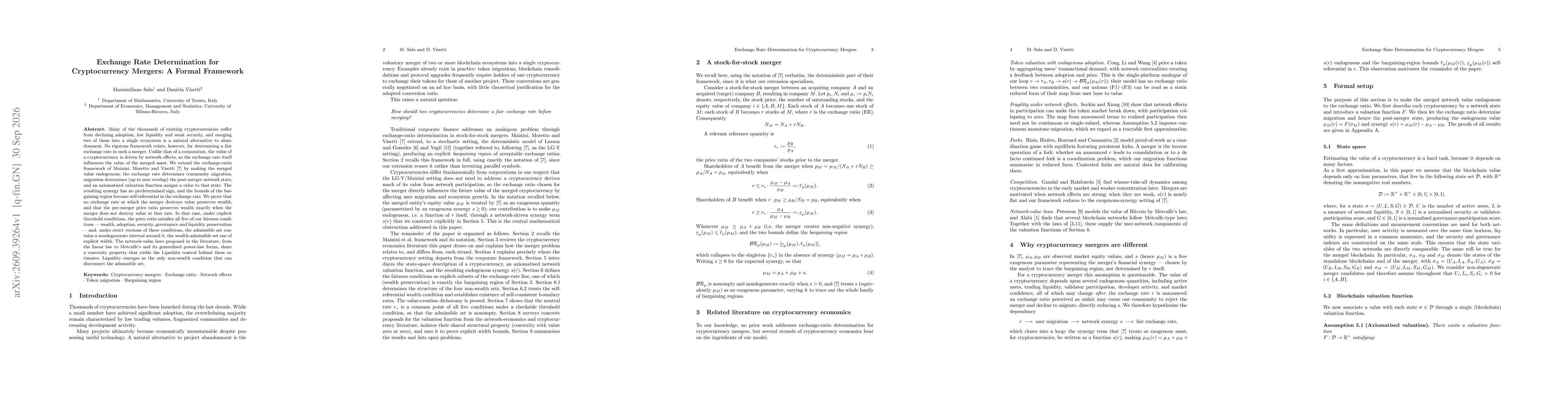 Thumbnail for Exchange Rate Determination for Cryptocurrency Mergers: A Formal Framework