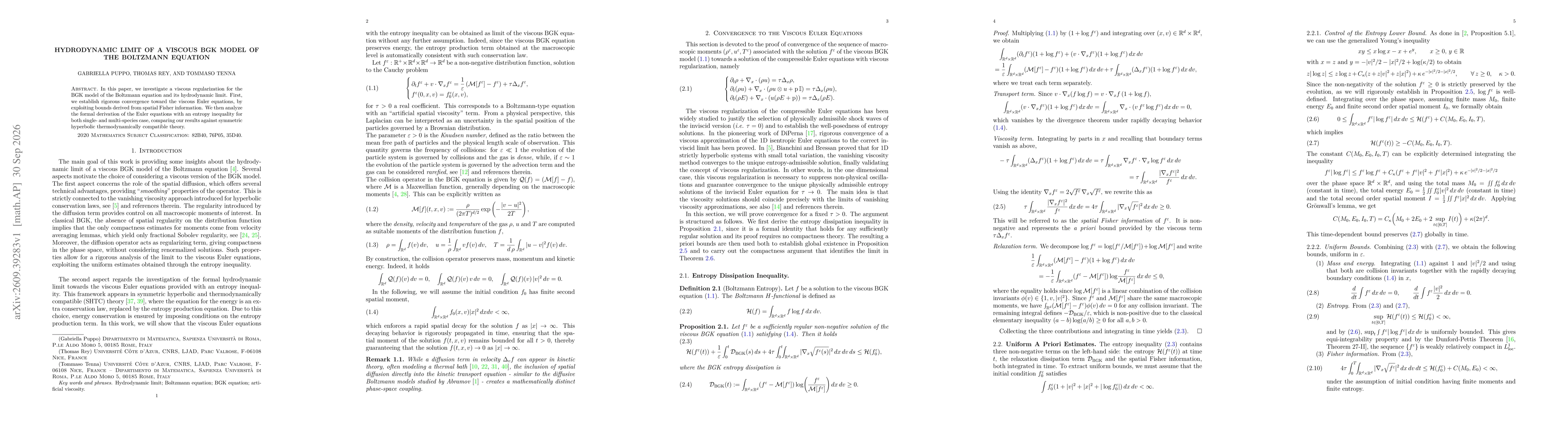Thumbnail for Hydrodynamic Limit of a Viscous BGK Model of the Boltzmann Equation