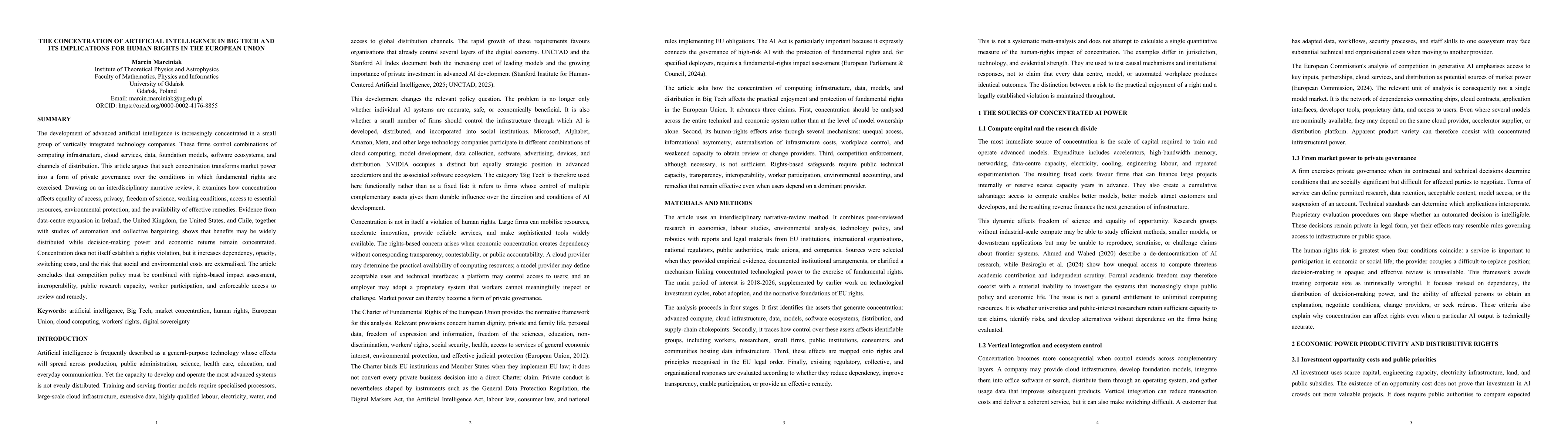 Thumbnail for The Concentration of Artificial Intelligence in Big Tech and Its Implications for Human Rights in the European Union