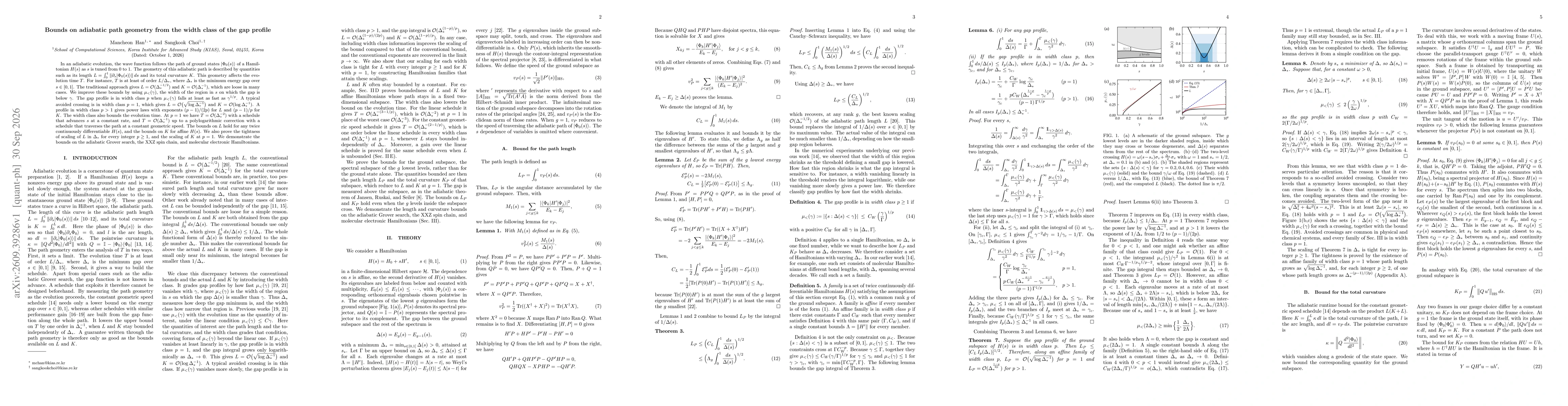 Thumbnail for Bounds on adiabatic path geometry from the width class of the gap profile