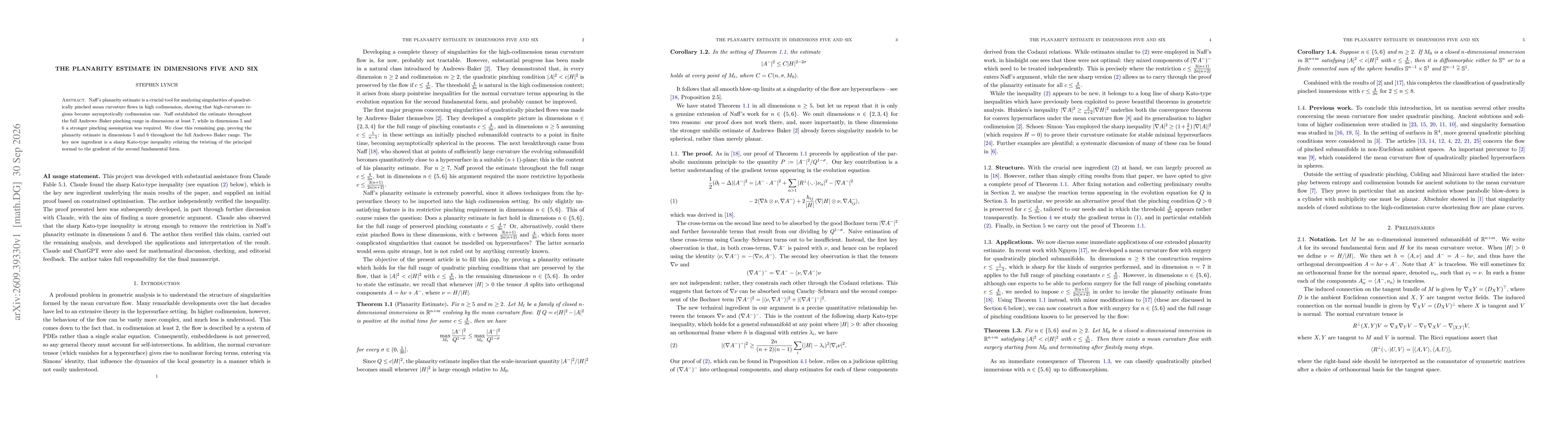 Thumbnail for The planarity estimate in dimensions five and six