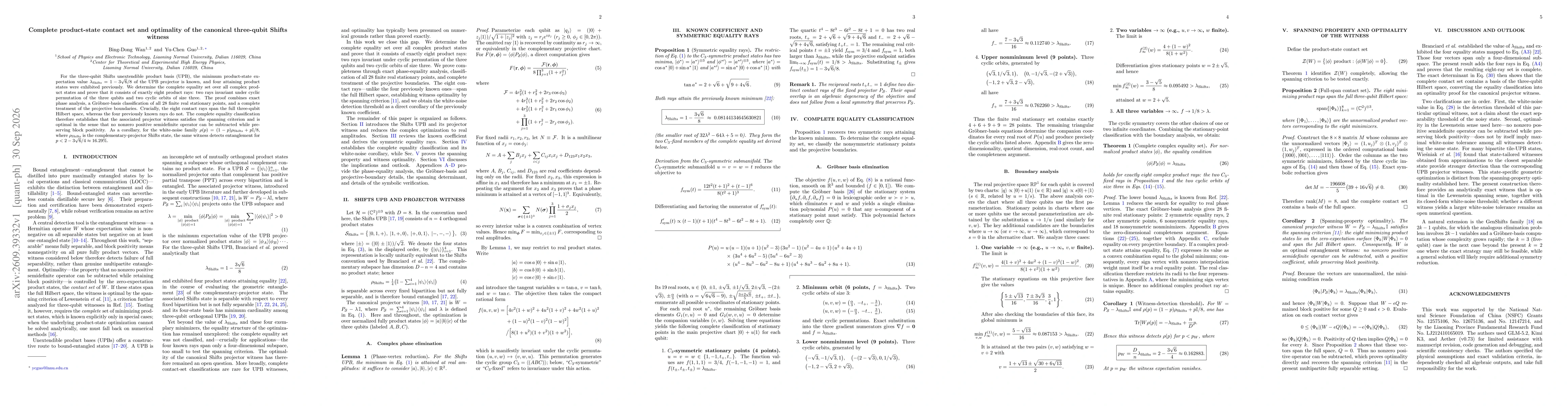 Thumbnail for Complete product-state contact set and optimality of the canonical three-qubit Shifts witness