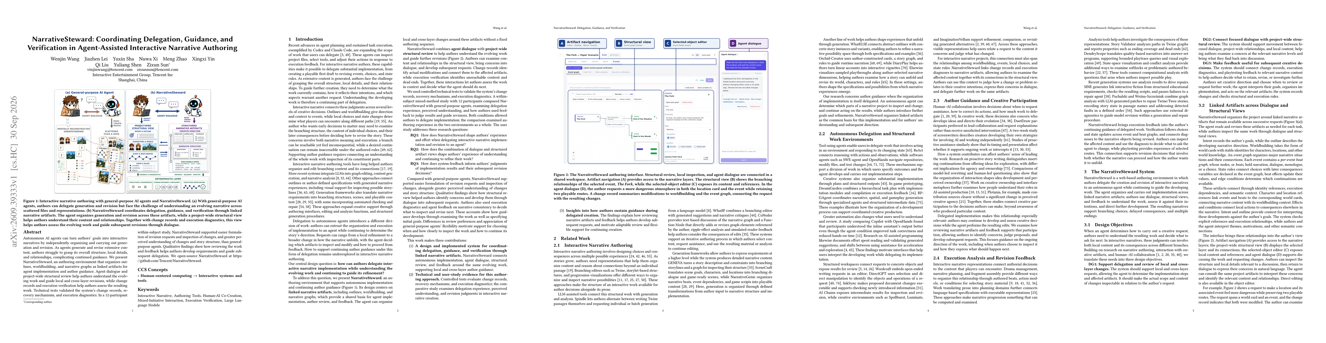 Thumbnail for NarrativeSteward: Coordinating Delegation, Guidance, and Verification in Agent-Assisted Interactive Narrative Authoring