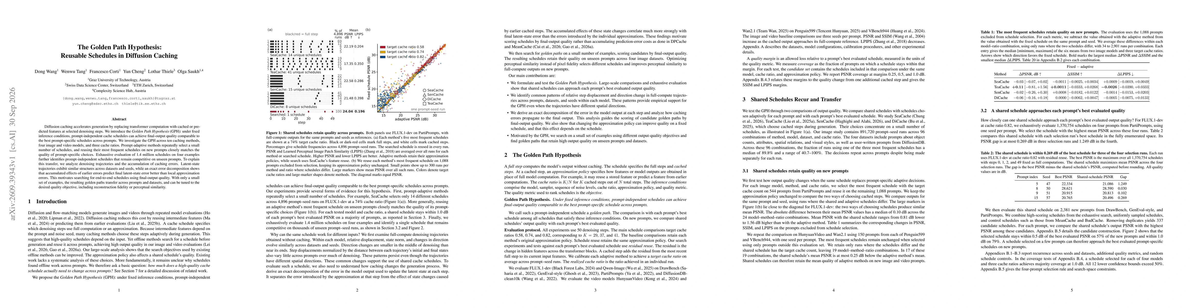 Thumbnail for The Golden Path Hypothesis: Reusable Schedules in Diffusion Caching