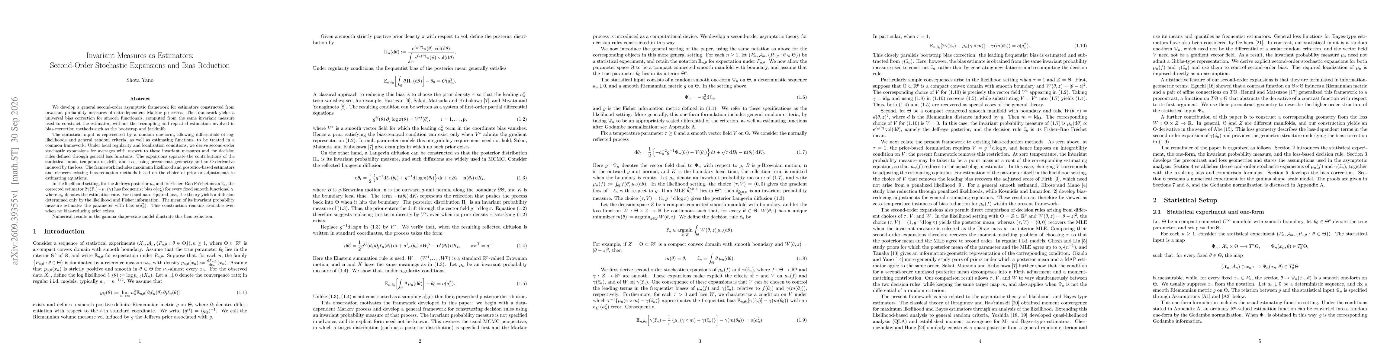 Thumbnail for Invariant Measures as Estimators: Second-Order Stochastic Expansions and Bias Reduction